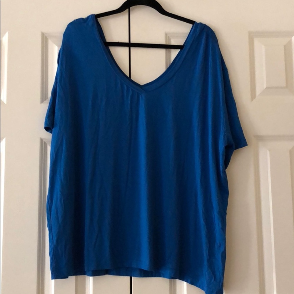 Royal Blue Piko V Neck